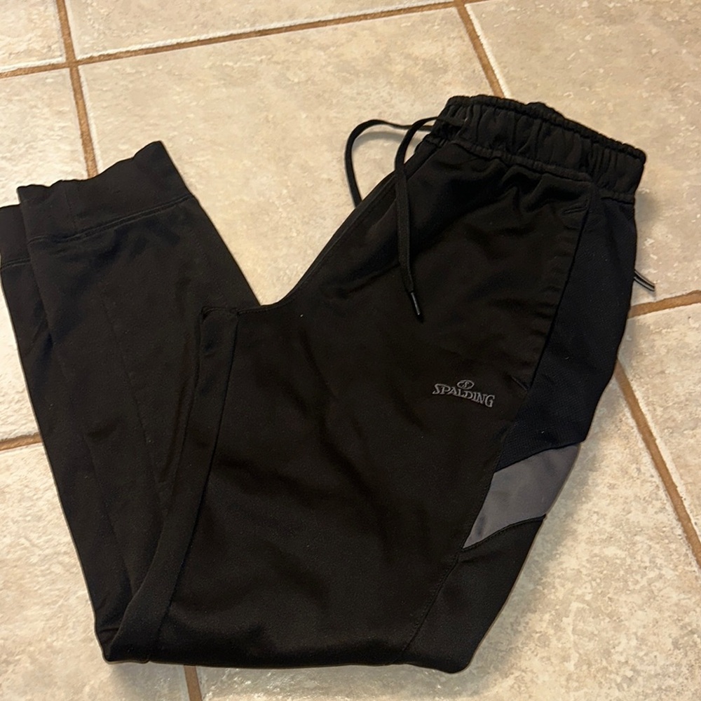 Spalding Black Jogger Sweatpants with Reflective Detail